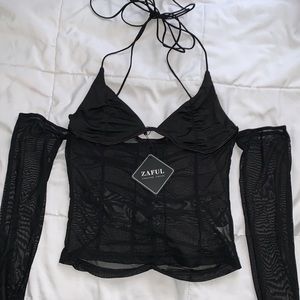 Mesh halter subversive top